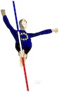 Cartoon: Frankreich Wahl (small) by Jochen N tagged präsidentschaftswahl,frankreich,staatspräsident,wahlen,eu,europa,le,pen,front,national,seiltanz,seiltänzer,balancieren,seil,akrobatik,barfuß