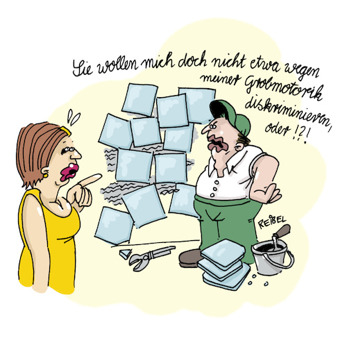 Cartoon: Fingerfertig (medium) by REIBEL tagged handwerk,crafts,fliesen,bad,bathroom,pfusch,bau,work,arbeit,handwerk,crafts,fliesen,bad,bathroom,pfusch,bau,work,arbeit