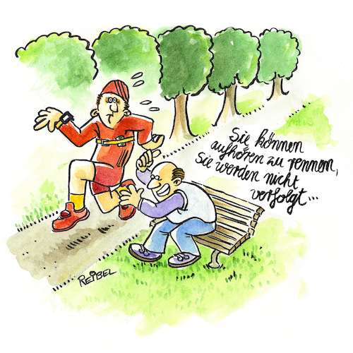 Cartoon: joggerwahn (medium) by REIBEL tagged jogging,fitness,laufen,park,verfolgung,flucht,ehrgeiz,ausrüstung,jogging,fitness,laufen,park,verfolgung,flucht,ehrgeiz,ausrüstung