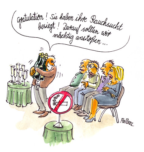 Cartoon: na dann prost (medium) by REIBEL tagged sucht,therapie,rauchen,trinken,alkohol,tabak,psychologie,verhalten,psychologe,diagnose,gruppe,anonym,sucht,therapie,rauchen,trinken,alkohol,tabak,psychologie,verhalten,psychologe,diagnose,gruppe,anonym