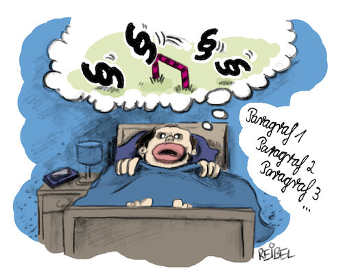 Cartoon: schlaflos (medium) by REIBEL tagged anwalt,schlaflos,schaf,insomnia,paragraf,jura,juristerei,bett,schlafzimmer,problem,anwalt,schlaflos,schaf,insomnia,paragraf,jura,juristerei,bett,schlafzimmer,problem