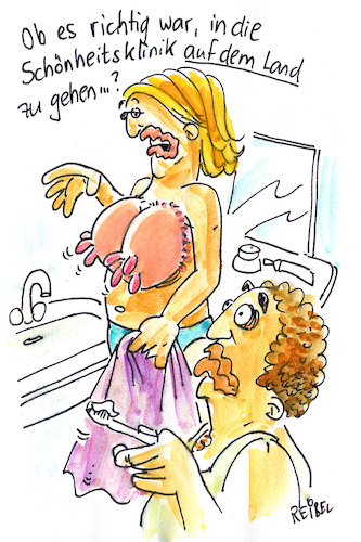 Cartoon: Schönheitschirurgie (medium) by REIBEL tagged schönheit,chirurgie,op,busen,vergrößerung,euter,bad,operation,schönheit,chirurgie,op,busen,vergrößerung,euter,bad,operation