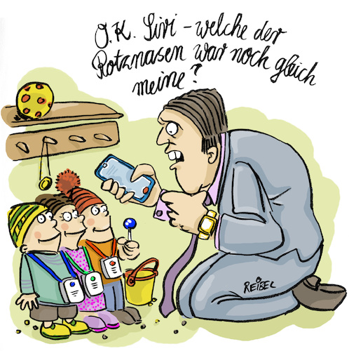 Cartoon: siritation (medium) by REIBEL tagged smartphone,digitaler,assistent,siri,kindergarten,vater,gesicht,erkennung,smartphone,digitaler,assistent,siri,kindergarten,vater,gesicht,erkennung