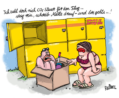 Cartoon: Steuerflüchtling (medium) by REIBEL tagged co2,steuer,flug,scham,urlaub,paket,station,ehe,paar,baden,ferien,flieger,versand,liefer,dienst,zuschlag,frei,trick,umgehen,co2,steuer,flug,scham,urlaub,paket,station,ehe,paar,baden,ferien,flieger,versand,liefer,dienst,zuschlag,frei,trick,umgehen