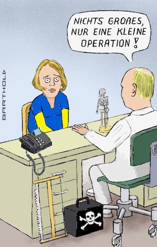 Cartoon: Das schlimme Wort Operation (medium) by Barthold tagged ukraine,krieg,angriffskrieg,eroberungskrieg,russland,wladimir,putin,spezialoperation,ordinationszimmer,arzt,therapie,operation,gerippe,skelett,giftkoffer,säge,cartoon,karikatur,barthold,ukraine,krieg,angriffskrieg,eroberungskrieg,russland,wladimir,putin,spezialoperation,ordinationszimmer,arzt,therapie,operation,gerippe,skelett,giftkoffer,säge,cartoon,karikatur,barthold