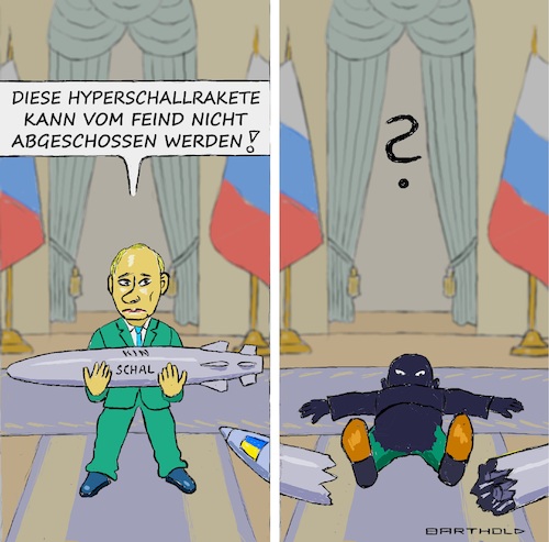 Cartoon: Die Kinschalrakete (medium) by Barthold tagged putin,kreml,präsentation,kinschalrakete,behauptung,nicht,abschießbar,gleichzeitig,treffer,ukrainische,rakete,am,boden,rußgeschwärzt,kinschal,zerfetzt,zerstört,cartoon,karikatur,barthold,putin,kreml,präsentation,kinschalrakete,behauptung,nicht,abschießbar,gleichzeitig,treffer,ukrainische,rakete,am,boden,rußgeschwärzt,kinschal,zerfetzt,zerstört,cartoon,karikatur,barthold