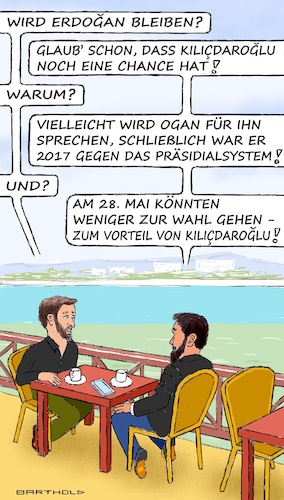 Cartoon: Gespräch beim Kaffee (medium) by Barthold tagged wahl,türkei,2023,präsidentenwahl,mai,14,stichwahl,erforderlich,28,terrasse,meer,gespräch,aussichten,kemal,kilicdaroglu,chp,cartoon,karikatur,barthold,wahl,türkei,2023,präsidentenwahl,mai,14,stichwahl,erforderlich,28,terrasse,meer,gespräch,aussichten,kemal,kilicdaroglu,chp,cartoon,karikatur,barthold