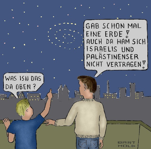 Cartoon: Himmelserscheinung (medium) by Barthold tagged nahostkonflikt,gewalt,gegengewalt,gewaltspirale,auseinandersetzungen,zusammenstöße,israelis,palästinenser,tempelberg,hamas,raketen,ziel,jerusalem,luftangriffe,gazastreifen,opfer,spiralnebel,himmel,vater,sohn,gespräch,balkon,nacht,cartoon,karikatur,barthold,nahostkonflikt,gewalt,gegengewalt,gewaltspirale,auseinandersetzungen,zusammenstöße,israelis,palästinenser,tempelberg,hamas,raketen,ziel,jerusalem,luftangriffe,gazastreifen,opfer,spiralnebel,himmel,vater,sohn,gespräch,balkon,nacht,cartoon,karikatur,barthold