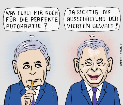 Cartoon: Jaroslaws Hirnblitz (medium) by Barthold tagged polen,pis,partei,jaroslaw,kaczynski,neues,mediengesetz,ausschaltung,amerikanischer,tv,sender,tvn,tvn24,nachdenklich,erfreut,rückbau,demokratie,pressefreiheit,illiberal,autokratisch,cartoon,karikatur,barthold,polen,pis,partei,jaroslaw,kaczynski,neues,mediengesetz,ausschaltung,amerikanischer,tv,sender,tvn,tvn24,nachdenklich,erfreut,rückbau,demokratie,pressefreiheit,illiberal,autokratisch,cartoon,karikatur,barthold