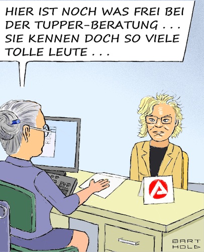 Cartoon: Lambrecht noch vermittelbar? (medium) by Barthold tagged christine,lambrecht,verteidigungsministerin,rücktritt,januar,2023,reiseaffaire,hubschrauber,sohn,silvestervideo,schlechte,kommunikation,bundesagentur,arbeit,mitarbeiterin,gespräch,angebot,tupper,tupperberaterin,tupperparty,großer,bekanntenkreis,cartoon,karikatur,barthold,christine,lambrecht,verteidigungsministerin,rücktritt,januar,2023,reiseaffaire,hubschrauber,sohn,silvestervideo,schlechte,kommunikation,bundesagentur,arbeit,mitarbeiterin,gespräch,angebot,tupper,tupperberaterin,tupperparty,großer,bekanntenkreis,cartoon,karikatur,barthold