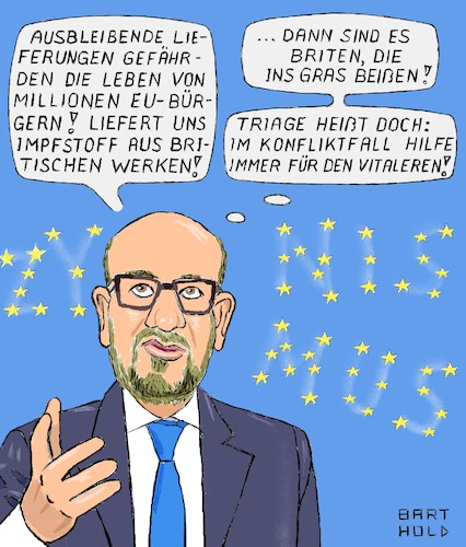 Cartoon: Michel fordert Liefertreue (medium) by Barthold tagged streit,eu,astra,zeneca,impfstofflieferung,erstes,quartal,2021,einschränkung,liefermenge,verteilungsfrage,ethik,charles,michel,ratspräsident,anmahnung,einhaltung,liefervertrag,denkblase,triage,zwischen,staaten,mutation,ausbreitung,cartoon,karikatur,barthold,streit,eu,astra,zeneca,impfstofflieferung,erstes,quartal,2021,einschränkung,liefermenge,verteilungsfrage,ethik,charles,michel,ratspräsident,anmahnung,einhaltung,liefervertrag,denkblase,triage,zwischen,staaten,mutation,ausbreitung,cartoon,karikatur,barthold