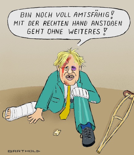 Cartoon: Noch voll amtsfähig! (medium) by Barthold tagged boris,johnson,premierminister,großbritannien,mißtrauensantrag,überstanden,juni,06,2022,angeschlagen,schrammen,pflaster,gipsbein,verband,krücke,zahnlücke,cartoon,karikatur,barthold,boris,johnson,premierminister,großbritannien,mißtrauensantrag,überstanden,juni,06,2022,angeschlagen,schrammen,pflaster,gipsbein,verband,krücke,zahnlücke,cartoon,karikatur,barthold