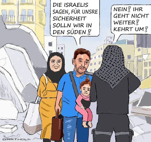 Cartoon: Ohne Ausweg (medium) by Barthold tagged terror,attacke,palästinenser,israel,vergeltung,bodenoffensive,aufforderung,bevölkerung,verlassen,nördlichen,teil,gazastreifen,hamas,milizionäre,stoppen,flüchtlinge,familie,gepäck,baby,kleinkind,stadt,trümmer,cartoon,karikatur,barthold,terror,attacke,palästinenser,israel,vergeltung,bodenoffensive,aufforderung,bevölkerung,verlassen,nördlichen,teil,gazastreifen,hamas,milizionäre,stoppen,flüchtlinge,familie,gepäck,baby,kleinkind,stadt,trümmer,cartoon,karikatur,barthold