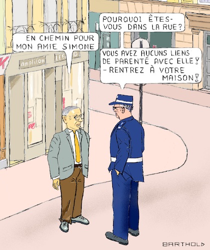 Cartoon: S ils vivraient aujourd hui (medium) by Barthold tagged jean,paul,sartre,philosophe,existentialiste,simone,beauvoir,confinement,general,corona,epidemie,pandemie,paris,saint,germain,policier,france,emmanuel,macron,caricature,barthold,jean,paul,sartre,philosophe,existentialiste,simone,beauvoir,confinement,general,corona,epidemie,pandemie,paris,saint,germain,policier,caricature,barthold