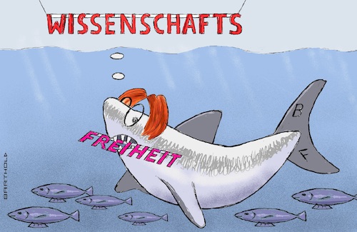 Cartoon: Shark-Watzinger versieht i. Amt (medium) by Barthold tagged bildungsministerin,stark,watzinger,fdp,disziplinierung,professoren,offener,brief,pro,demonstranten,palästina,proteste,drohung,mittelkürzung,verdacht,einschränkung,freiheit,wissenschaft,schriftzüge,wortspiel,shark,hai,cartoon,karikatur,barthold,bildungsministerin,stark,watzinger,fdp,disziplinierung,wissenschaftler,professoren,offener,brief,pro,demonstranten,palästina,proteste,drohung,mittelkürzung,entzug,fördermittel,verdacht,einschränkung,freiheit,wissenschaft,hai,schriftzüge,cartoon,karikatur,barthold