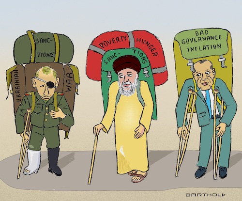 Cartoon: Sherpa Meeting in Teheran (medium) by Barthold tagged meeting,ebrahim,raisi,president,iran,wladimir,putin,recep,tayyip,erdogan,july,2022,teheran,carrying,burdens,backpack,sanctions,war,poverty,poor,approval,ratings,figures,bad,governance,inflation,cartoon,caricature,barthold,meeting,ebrahim,raisi,president,iran,wladimir,putin,recep,tayyip,erdogan,carrying,burdens,sanctions,war,poverty,poor,approval,ratings,figures,bad,governance,inflation,cartoon,caricature,barthold