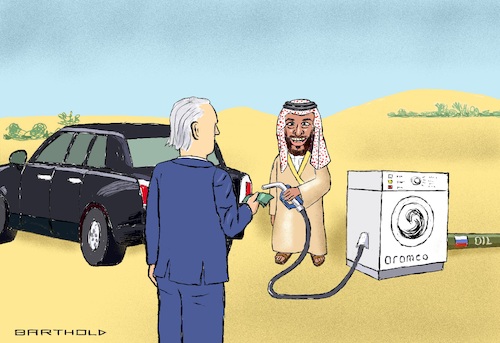 Cartoon: Tankstopp in Saudi Arabien (medium) by Barthold tagged joe,biden,präsident,usa,besuch,treffen,oil,laundering,saudi,arabien,2022,kronprinz,mohammed,bin,salman,wunsch,höhere,ölfördermengen,tatsächlich,ölimport,russland,umgehung,hintergehung,sanktionen,waschmaschine,cartoon,karikatur,barthold,joe,biden,präsident,usa,besuch,saudi,arabien,2022,kronprinz,mohammed,bin,salman,wunsch,höhere,ölfördermengen,tatsächlich,ölimport,russland,umgehung,hintergehung,sanktionen,waschmaschine,cartoon,karikatur,barthold