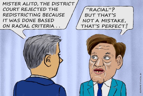 Cartoon: The Confession of Samuel Alito (medium) by Barthold tagged project,redistricting,electoral,districts,gerrymandering,texas,to,benefit,gop,republicans,midterms,2026,jeffrey,brown,district,court,decided,recusal,supreme,legal,admissibility,judge,samuel,alito,fictitious,interview,cartoon,caricature,barthold,project,redistricting,electoral,districts,texas,to,benefit,gop,republicans,midterms,2026,jeffrey,brown,district,court,decided,recusal,supreme,legal,admissibility,judge,samuel,alito,fictitious,interview,cartoon,caricature,barthold