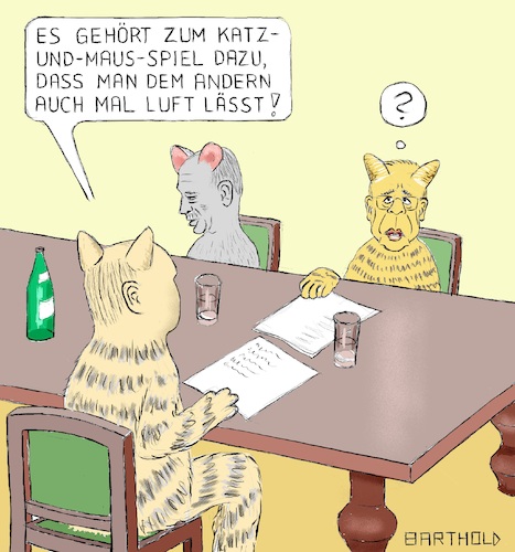 Cartoon: Treffen Putin Erdogan (medium) by Barthold tagged treffen,recep,tayyip,erdogan,wladimir,putin,sergej,lawrow,moskau,märz,05,2020,waffenstillstand,idlib,katze,und,maus,spiel,karikatur,barthold,treffen,recep,tayyip,erdogan,wladimir,putin,sergej,lawrow,moskau,märz,05,2020,waffenstillstand,idlib,katze,und,maus,spiel,karikatur,barthold