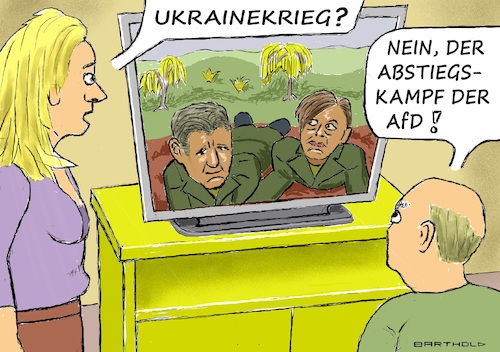 Cartoon: Wer robbt da d. d. Schlamm? (medium) by Barthold tagged afd,vorwürfe,beschuldigungen,petr,bystron,maximilian,krah,geld,russland,spionage,china,fernseher,tv,soldaten,ukraine,robben,schlamm,cartoon,karikatur,barthold,afd,vorwürfe,beschuldigungen,petr,bystron,maximilian,krah,geld,russland,spionage,china,fernseher,tv,soldaten,ukraine,robben,schlamm,cartoon,karikatur,barthold