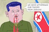 Cartoon: Anouncement (small) by Barthold tagged ukraine,war,putin,russia,disappearance,vanishment,korea,troops,oblast,region,kursk,kim,jong,un,bloody,nose,cartoon,caricature,barthold