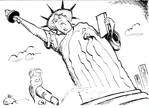 Cartoon: Angepatztes Denkmal (medium) by Michael Riedler tagged angela,merkel,horst,seehofer,cdu,csu