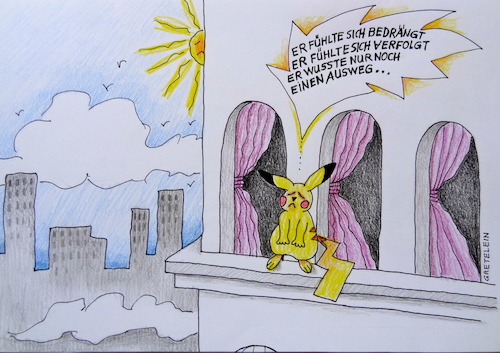 Cartoon: fenstersturz (medium) by katzen-gretelein tagged pokemon,selbstmord