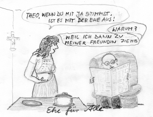 Cartoon: ehe für alle (medium) by kritzelcarl tagged ehe,gleichgeschlechtlich