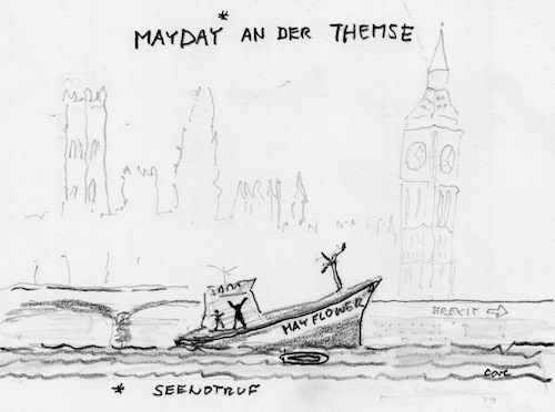 Cartoon: Mayday für May (medium) by kritzelcarl tagged 