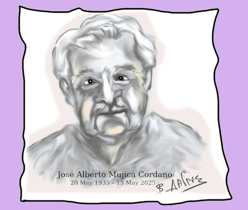 Cartoon: Alberto Mujica (medium) by vasilis dagres tagged uruguay