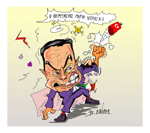 Cartoon: Angry Mario Dragi (medium) by vasilis dagres tagged mario,dragi,italy,turkey,erntogan