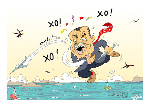Cartoon: EDORGAN TURKEY CREECE (medium) by vasilis dagres tagged erdogan,turkey,creece,aegean,sea