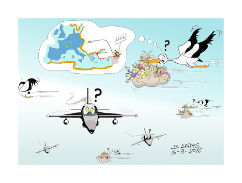 Cartoon: immigration -refugges -war (medium) by vasilis dagres tagged syria,war,immigration,refugges