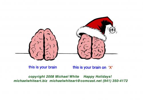 Cartoon: your brain on x-mas! (medium) by mwhite64 tagged holiday,christmas,seasonal