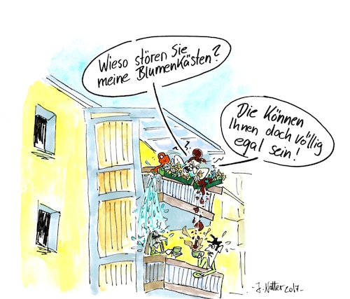 Cartoon: Balkonkästen (medium) by Jens Natter tagged balkonkästen,wohnungen,immobilien,wohnen,nachbarn,streit,miete,vermieter,haus,balkone,balkonkästen,wohnungen,immobilien,wohnen,nachbarn,streit,miete,vermieter,haus,balkone