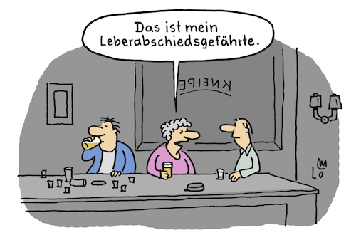 Cartoon: Alkohol (medium) by Lo Graf von Blickensdorf tagged ehepaar,mann,frau,alkohol,leber,leberzirrhose,kneipe,karikatur,lo,graf,cartoon,beziehung,politik,theke,betrunken,betrinken,lebensabschnittsgefährte,wortspiel,leberabschiedsgefährte,bier,schnaps,ehepaar,mann,frau,alkohol,leber,leberzirrhose,kneipe,karikatur,lo,graf,cartoon,beziehung,politik,theke,betrunken,betrinken,lebensabschnittsgefährte,wortspiel,leberabschiedsgefährte,bier,schnaps