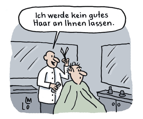 Cartoon: Beim Friseur (medium) by Lo Graf von Blickensdorf tagged friseur,frisör,kunde,haare,haareschneiden,sprichwort,friseursalon,karikatur,lo,graf,cartoon,haarschnitt,schere,kamm,barbier,idiom,redensart,friseur,frisör,kunde,haare,haareschneiden,sprichwort,friseursalon,karikatur,lo,graf,cartoon,haarschnitt,schere,kamm,barbier,idiom,redensart