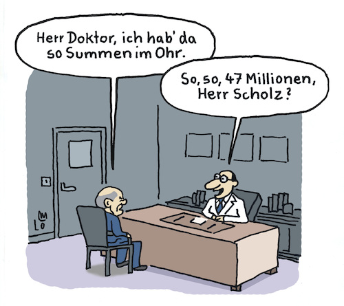 Cartoon: Beim Hals- Nasen- Ohren-Arzt (medium) by Lo Graf von Blickensdorf tagged olaf,scholz,bundeskanzler,steueraffäre,finanzamt,hals,nasen,ohren,arzt,cum,ex,hamburg,bürgermeister,steuerbetrug,warburg,bank,millionen,karikatur,lo,graf,cartoon,doktor,olaf,scholz,bundeskanzler,steueraffäre,finanzamt,hals,nasen,ohren,arzt,cum,ex,hamburg,bürgermeister,steuerbetrug,warburg,bank,millionen,karikatur,lo,graf,cartoon,doktor