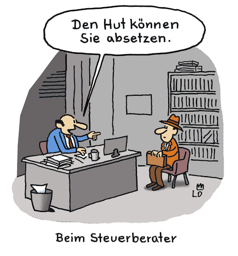 Cartoon: Beim Steuerberater (medium) by Lo Graf von Blickensdorf tagged steuer,hut,absetzen,steuerberater,steuerberatung,finanzamt,steuererklärung,cartoon,lo,karikatur,notar,kanzlei,finanzbuchhaltung,steuersäckel,betriebswirt,gewinnermittlung,betriebskosten,missverständnis,klient,bilanzierung,steuer,hut,absetzen,steuerberater,steuerberatung,finanzamt,steuererklärung,cartoon,lo,karikatur,notar,kanzlei,finanzbuchhaltung,steuersäckel,betriebswirt,gewinnermittlung,betriebskosten,missverständnis,klient,bilanzierung