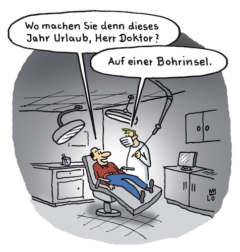 Mechaniker zahnmedizinischer Spiegel in einem Cartoon Warenkorb