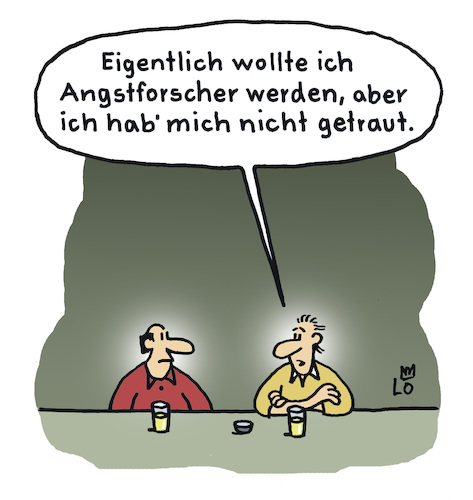 Cartoon: Berufswahl (medium) by Lo Graf von Blickensdorf tagged angst,forscher,beruf,angstforscher,männer,berufswahl,theke,tresen,berufsberatung,angsterkrankung,nerven,arzt,angst,forscher,beruf,angstforscher,männer,berufswahl,theke,tresen,berufsberatung,angsterkrankung,nerven,arzt