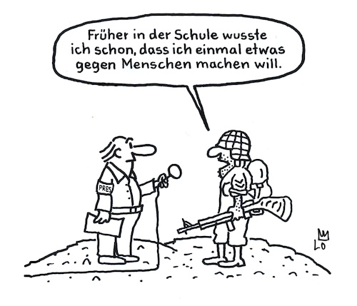 Cartoon: Berufswunsch (medium) by Lo Graf von Blickensdorf tagged berufung,beruf,legionär,wehrdienstleistende,kind,berufswunsch,berufsberatung,schule,soldat,militär,töten,menschen,gewehr,tucholsky,kriegsdienst,verweigerer,wehrdienst,bundeswehr,armee,krieg,gewalt,karikatur,satire,lo,graf,cartoon,interview,presse,berufung,beruf,legionär,wehrdienstleistende,kind,berufswunsch,berufsberatung,schule,soldat,militär,töten,menschen,gewehr,tucholsky,kriegsdienst,verweigerer,wehrdienst,bundeswehr,armee,krieg,gewalt,karikatur,satire,lo,graf,cartoon,interview,presse