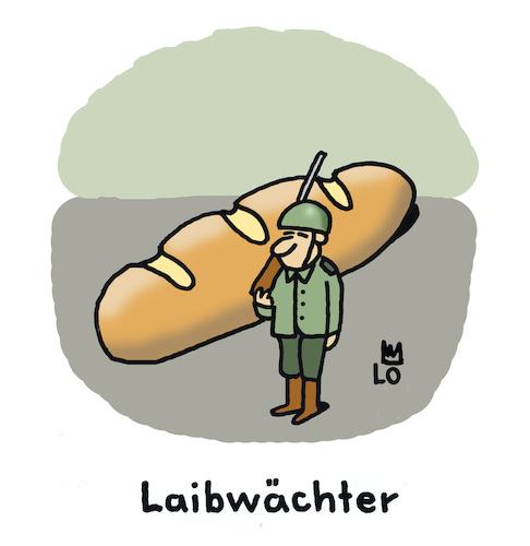 Cartoon: Beschützer (medium) by Lo Graf von Blickensdorf tagged brot,leibwächter,bodyguard,laibwächter,soldat,security,wortspiel,cartoon,lo,karikatur,beschützer,laib,brotlaib,helm,uniform,brot,leibwächter,bodyguard,laibwächter,soldat,security,wortspiel,cartoon,lo,karikatur,beschützer,laib,brotlaib,helm,uniform