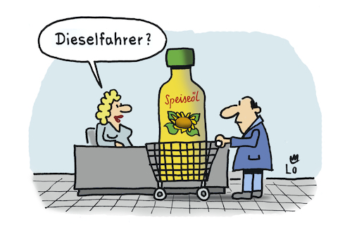 Cartoon: Dieselpreis (medium) by Lo Graf von Blickensdorf tagged preisanstieg,diesel,dieselpreis,sonnenblumenöl,salatöl,tanken,supermarkt,dieselfahrer,kasse,einkaufswagen,karikatur,lo,cartoon,steuerhinterziehung,öl,ölpreis,krieg,rohstoffe,tankstelle,preisanstieg,diesel,dieselpreis,sonnenblumenöl,salatöl,tanken,supermarkt,dieselfahrer,kasse,einkaufswagen,karikatur,lo,cartoon,steuerhinterziehung,öl,ölpreis,krieg,rohstoffe,tankstelle