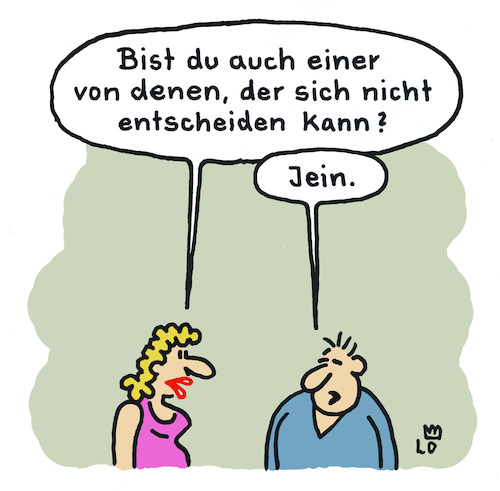 Cartoon: Entscheidungsträger (medium) by Lo Graf von Blickensdorf tagged ja,nein,entscheidung,unschlüssig,jein,mann,frau,karikatur,lo,cartoon,ja,nein,entscheidung,unschlüssig,jein,mann,frau,karikatur,lo,cartoon