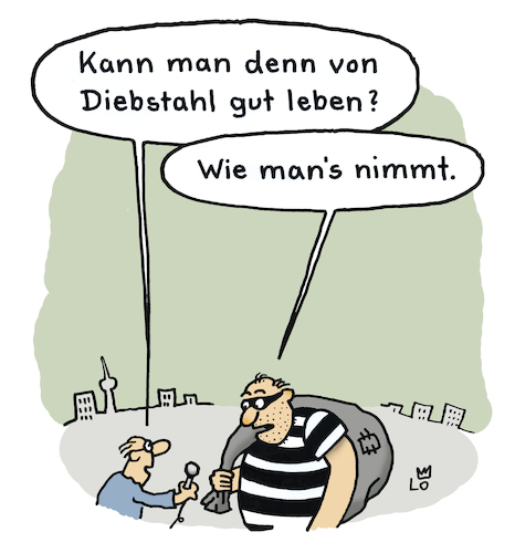 Cartoon: Frage (medium) by Lo Graf von Blickensdorf tagged diebstahl,polizei,gestohlenrte,mann,karikatur,lo,cartoon,dieb,räuber,sack,interview,presse,wortspiel,kriminell,diebstahl,polizei,gestohlenrte,mann,karikatur,lo,cartoon,dieb,räuber,sack,interview,presse,wortspiel,kriminell