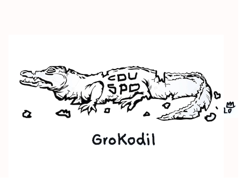 Cartoon: GroKo (medium) by Lo Graf von Blickensdorf tagged groko,große,koalition,cdu,spd,kaputt,krokodil,politik,wahljahr,wahlen,koalieren,groko,große,koalition,cdu,spd,kaputt,krokodil,politik,wahljahr,wahlen,koalieren