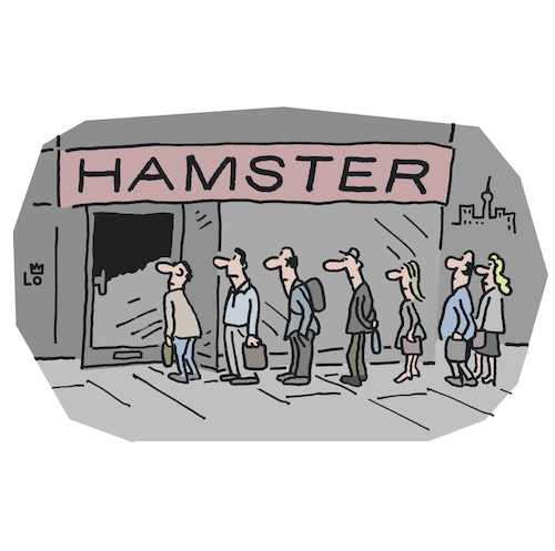 Cartoon: Hamsterkäufe (medium) by Lo Graf von Blickensdorf tagged coronavirus,hamsterkäufe,pandemie,epidemie,grippe,krankheit,panikkäufe,hamster,goldhamster,karikatur,lo,cartoon,mann,frau,schlange,geschäft,tiere,coronavirus,hamsterkäufe,pandemie,epidemie,grippe,krankheit,panikkäufe,hamster,goldhamster,karikatur,lo,cartoon,mann,frau,schlange,geschäft,tiere