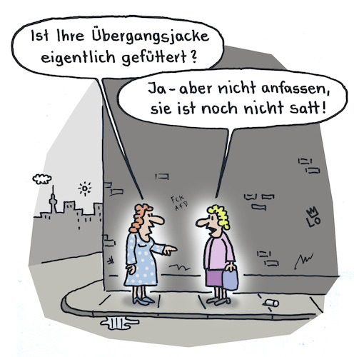 Cartoon: Herbst (medium) by Lo Graf von Blickensdorf tagged übergangsjacke,frauen,nachbarn,jacke,übergangszeit,herbst,kalt,gefüttert,straße,lo,karikatur,cartoon,natur,wetter,kleidung,warm,anziehen,mantel,übergangsjacke,frauen,nachbarn,jacke,übergangszeit,herbst,kalt,gefüttert,straße,lo,karikatur,cartoon,natur,wetter,kleidung,warm,anziehen,mantel