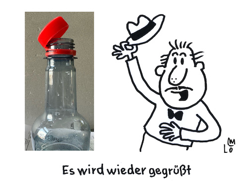 Cartoon: Höflich (medium) by Lo Graf von Blickensdorf tagged flasche,eu,verordnung,flaschenverschluß,mann,europäische,union,umwelschutz,plasik,hölich,verschluss,pet,karikatur,lo,graf,cartoon,deckel,plasikdeckel,flasche,eu,verordnung,flaschenverschluß,mann,europäische,union,umwelschutz,plasik,hölich,verschluss,pet,karikatur,lo,graf,cartoon,deckel,plasikdeckel